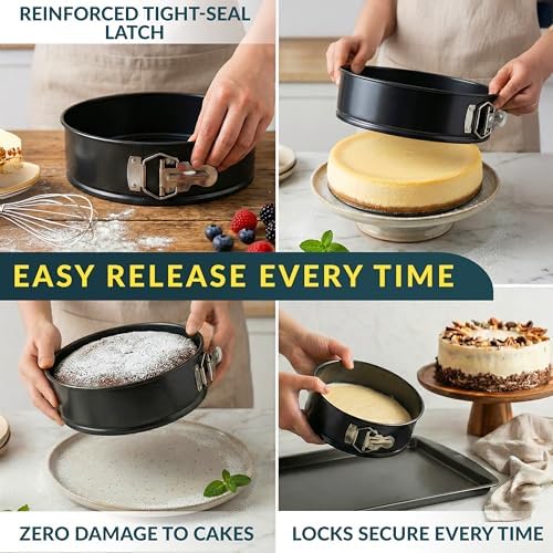 Springform Pan Set of 4, Nonstick Cheesecake Pans 4/7/9/10" Carbon