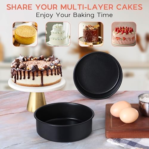 Onader 6 Inch Small Cake Pans Sets of 3 for Baking, Round Smash Cake