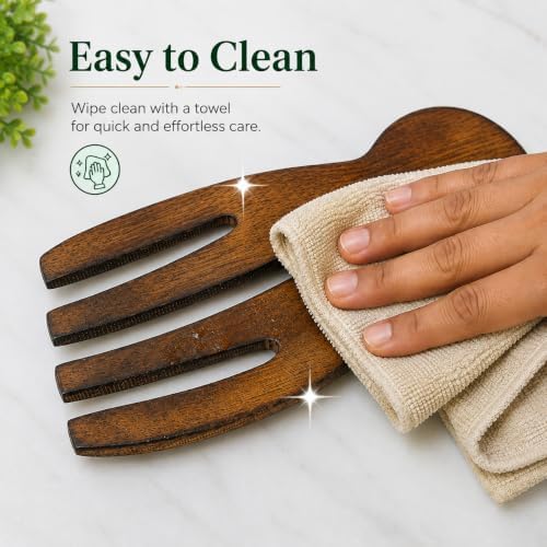 Handcrafted Wooden Salad Serving Set | 2 Pc Decorative Salad Servers