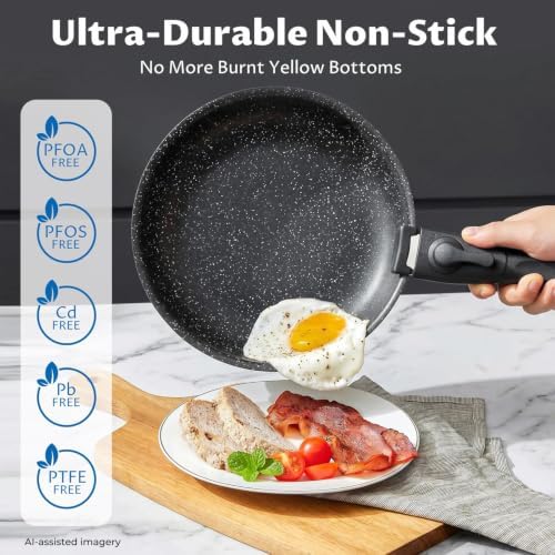 BEZIA Induction Cookware Set 10 Pieces, Nonstick Pots and Pans Set