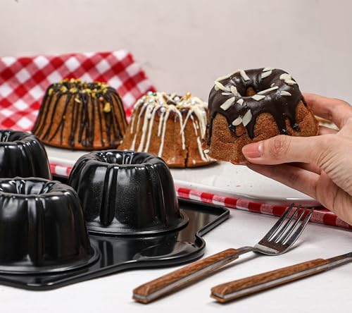 Webake Mini Fluted Cake Pan for Baking, Nonstick 3.5" Small Fluted