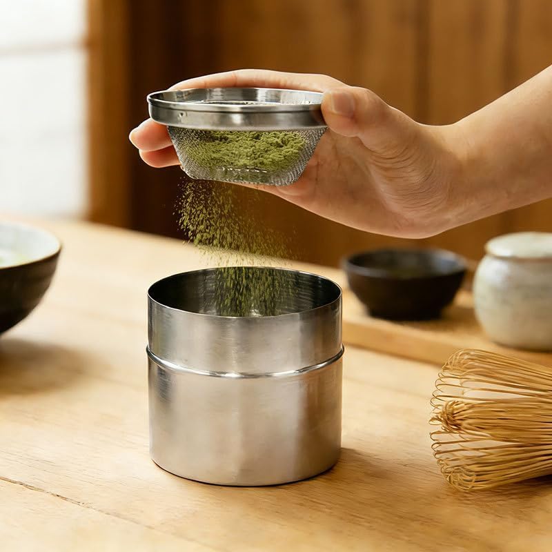 Xuronex 2-Pack Matcha Powder Sifter and Storage Tin Set, Stainless