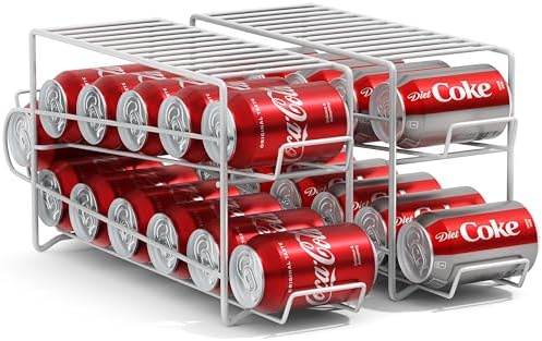 Sorbus Soda Can Dispenser Rack for Fridge, Holds 12 Cans (2 Pack, White)