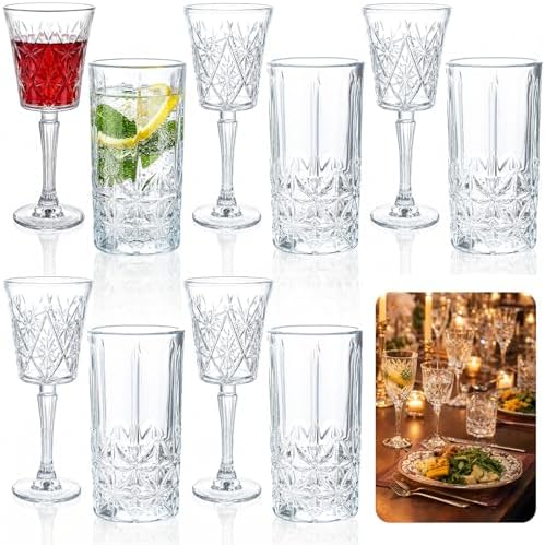 Uiifan 12 Pcs Drinking Glassware Set Crystal Glassware Bulk Clear
