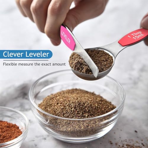Wildone Stainless Steel Magnetic Measuring Spoons with Strong Magnets