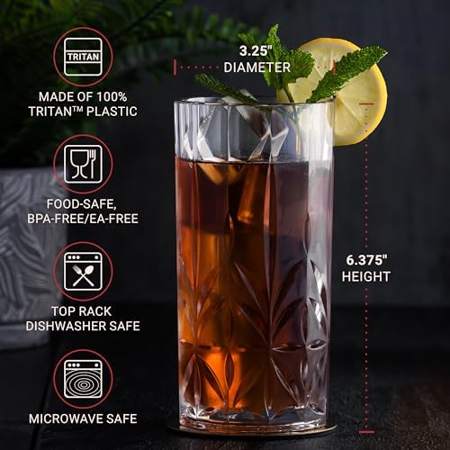 Bravario Unbreakable Plastic Drinking Water Tumblers, Dishwasher Safe