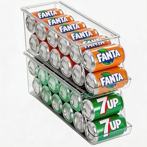 Soda Can Dispenser with Lid for Refrigerator, 2 Pack