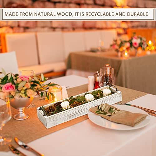 2 Pack Rustic Wooden Serving Trays with Handles Farmhouse Rectangular