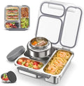 Stainless Steel Bento Box Kids Adult with 7oz Soup Thermo, Transparent