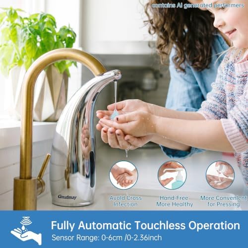 Automatic Soap Dispenser Touchless Rechargeable 10 oz, Silver