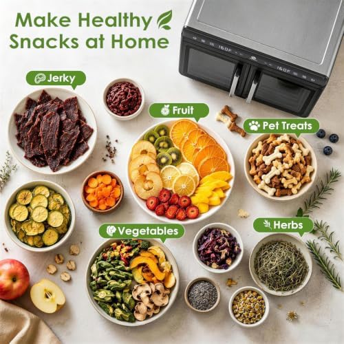 HOPERAN Dual-Zone Food Dehydrator, 16 Trays, 1200W