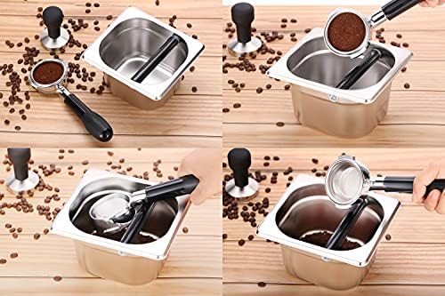 Coffee Knock Box Stainless Steel, 6.9 Inch Espresso Knock Box for