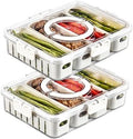 2Pack Divided Veggie Tray with Lid and Handle 4 Compartment Serving