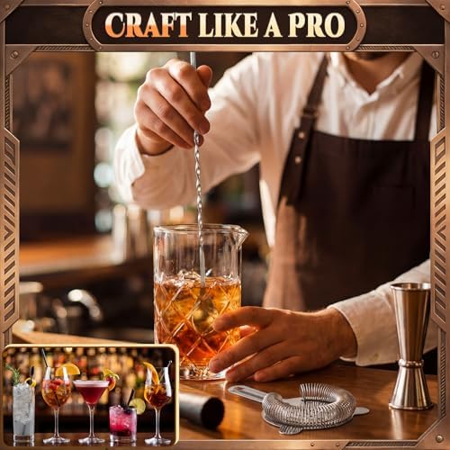Zhehao 5 Pieces Cocktail Mixing Glass Set, Bar Cocktail Mixing Kits