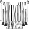 Tessco for you Cocktail Shaker Set, 16 Pcs Stainless Steel Bar Set