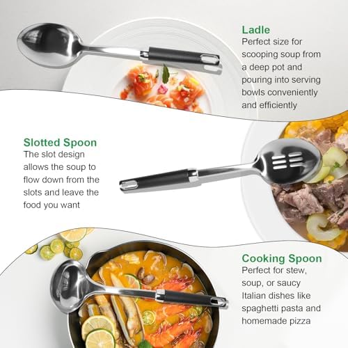 12" Stainless Steel Cooking Spoons Set & Serving Spoons Set with