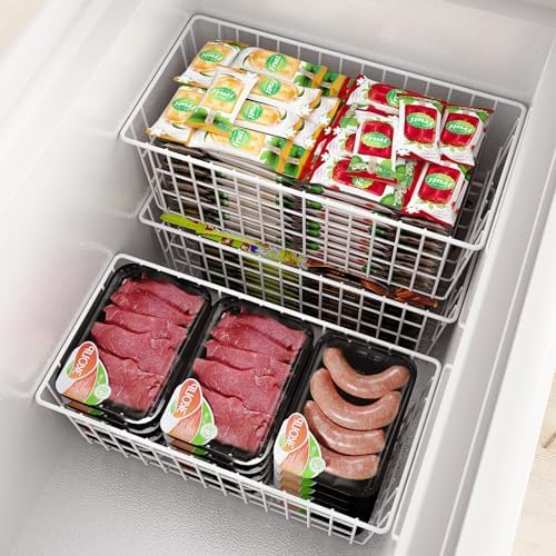 Orgneas Upright Freezer Organizer Bins, Metal Wire Basket