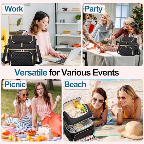 Lunch Bags for Women,Dual Compartment Lunch Box Lunch Tote Bag