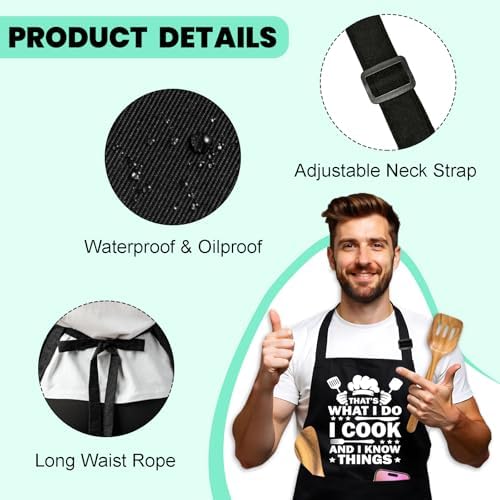 Funny Aprons for Women Men, Adjustable Black Grilling Cooking Baking