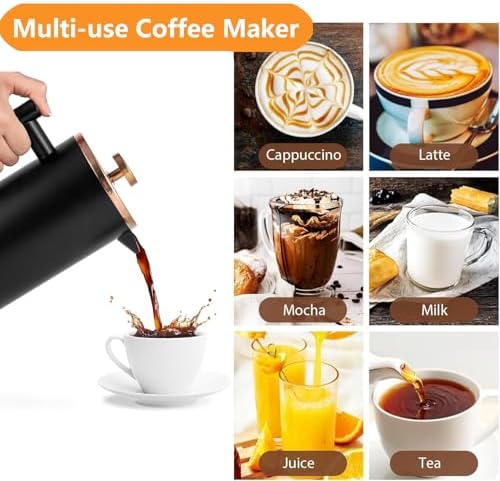 Stainless Steel French Press Coffee Maker, 1500ml