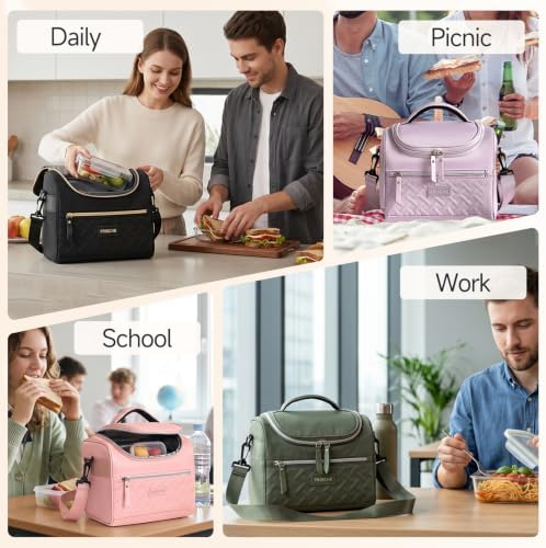 Insulated Lunch Bag Tote for Women, Pink