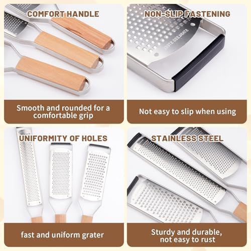 SHIKORI Professional Cheese Graters for Kitchen Stainless Steel