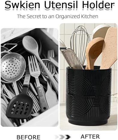Utensil Holder, 7.2" Kitchen Utensil Holder for Counter, 2-in-1