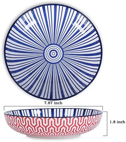 Selamica Ceramic 26 Ounce Pasta Bowls Set of 6, Shallow Salad Bowls