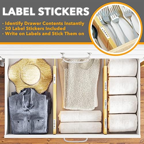 SpaceAid 4“ High Bamboo Deep Drawer Dividers with Labels, Kitchen