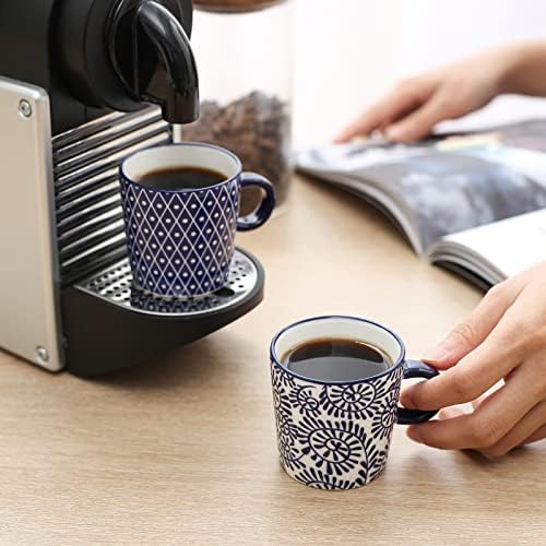 Selamica Ceramic 3.5 Oz Espresso Cups, Set of 4, Vintage Blue