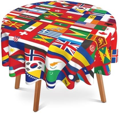 International Flag 60 Inch Round Tablecloth,Around The World Table