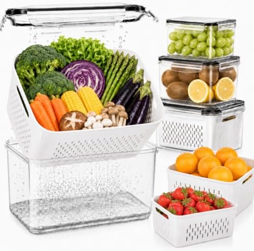 UFORU 4 Pack Fruit Storage Containers for Fridge