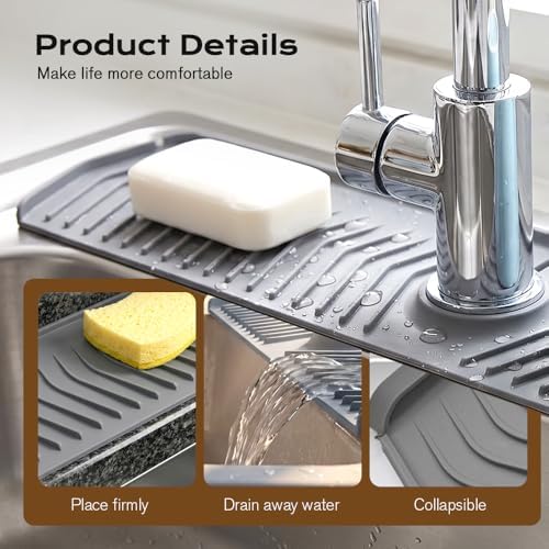 Kitchen Sink Faucet Mat, 2025 New Foldable Faucet Mat for Kitchen