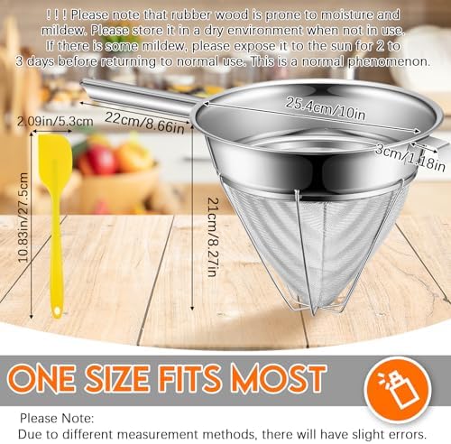 SiliFine 10" Chinois Fine Mesh Strainer Set with Handle and Rubber