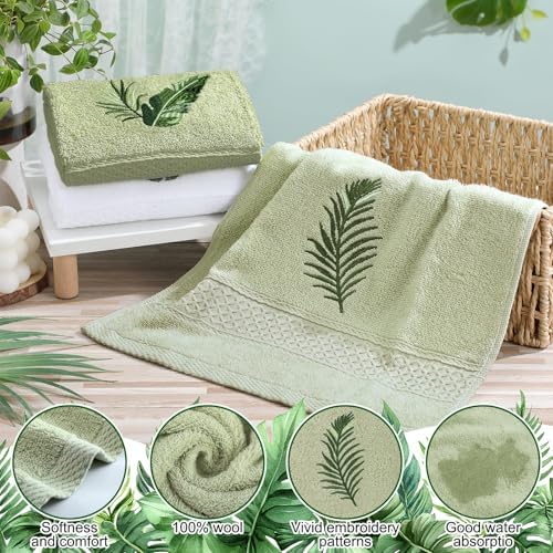 SmoothNovelty 3 Pcs Fingertip Towels for Bathroom Ocean Embroidered
