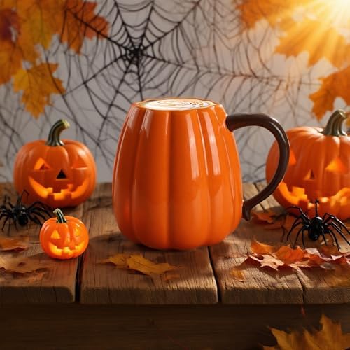 Halloween Pumpkin mugs Set Of 2-25oz Large Ceramic Pumpkin Cups