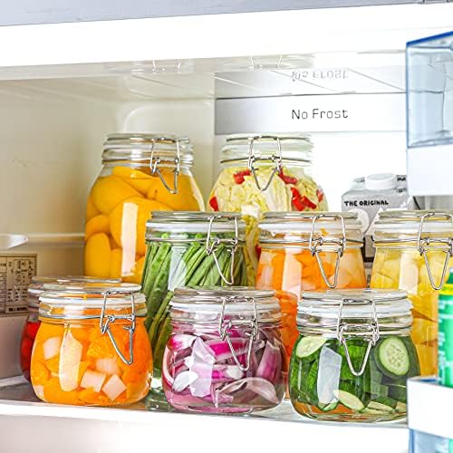 ComSaf Round Glass Pantry Jars, 17 oz, 6 Pack with Lids