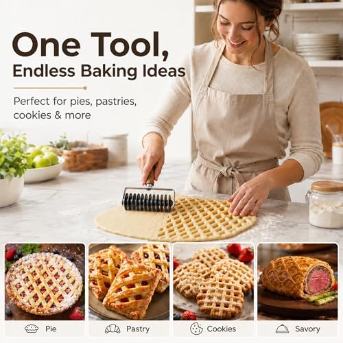 Pastry Lattice Roller Cutter, Stainless Steel Multi-Wheel Dough Cutter