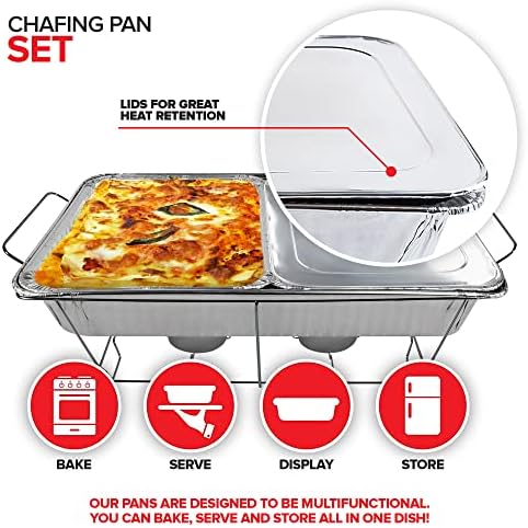 Chafing Dish Buffet Set with Cover Disposable - 21x13 (5 Pack) 9x13 &