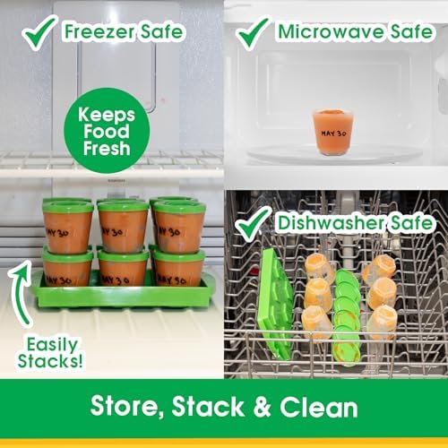 Baby Food Containers: Reusable Stackable Freezer Safe Storage Cups w
