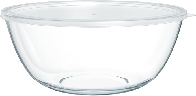 4.7 Qt Extra Large Glass Mixing Bowls Clear Glass Salad Cooking Bowls by Quald