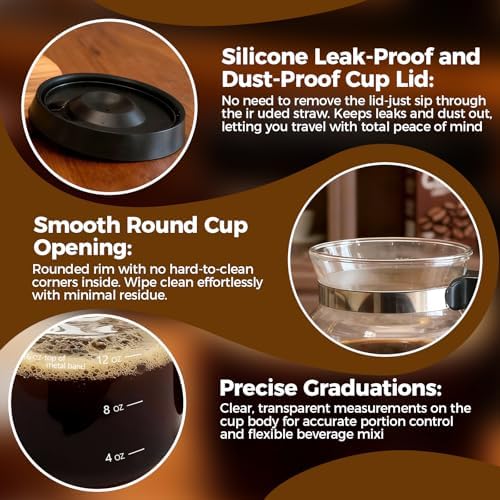 16 Oz Glass Coffee Pot Mug, Heat Resistant Clear Cup with Handle &