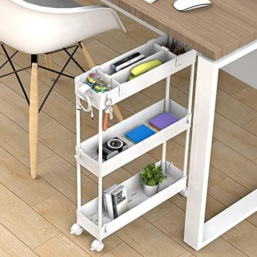 SPACELEAD Slim Storage Cart 3 Tier,Bathroom Organizer Rolling Utility