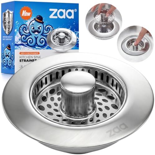 ZAA 3-in-1 Kitchen Sink Drain Strainer, 304 Stainless Steel