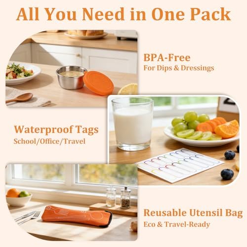 Qtencas 2 Pack Stainless Steel Snack Containers for Kids with Lid
