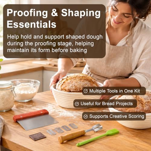 Sourdough Starter Kit with Proofing Baskets - Bread Baking Tools Set