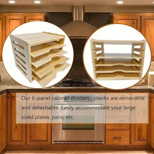 6 Tier Wood Cabinet Vertical Tray Dividers, 16.73in x14.13in x12.4in