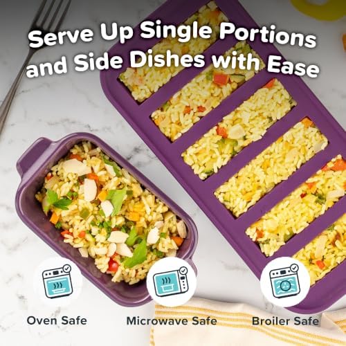 Souper Cubes 5"x3" Ceramic Baking Dishes with Lids, Plum, 4-Pack