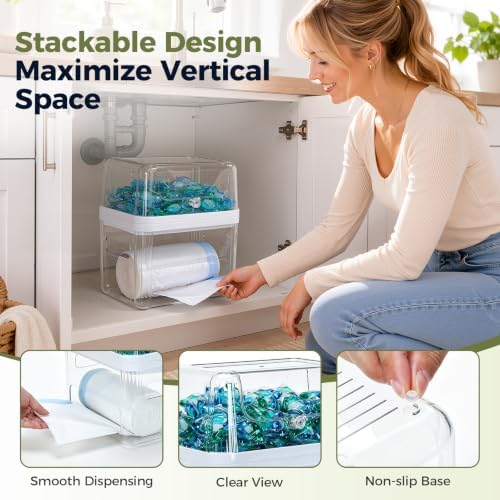 Trash Bag Dispenser & Dishwasher Pod Holder, 3-in-1 Trash Bag Holder
