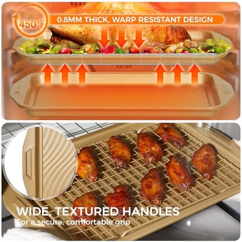 9-Piece Nonstick Bakeware Set, Non-Toxic Baking Pans Set, Gold
